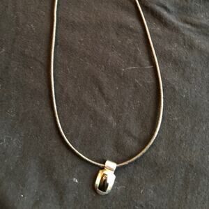 Sterling Silver w/Black Charm on Black CordNecklace